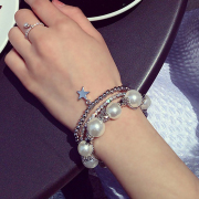 Makeup fashion quality Pearl rhinestone Stretch Bracelet Korea multi-star suits mixed style ring decorated female