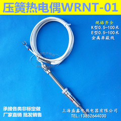 K E型屏蔽线压簧式热电偶WRNT-01/02压簧偶温度传感器探头测温线