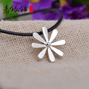 Old original handmade silver Pu 925 Silver necklace, Silver flower girl necklace Korea fashion silver jewelry necklace women