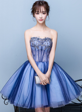 蓝色小礼服伴娘裙