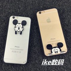 潮牌立体米奇苹果6plus透明手机壳 iphone5s卡通亚克力外壳保护套