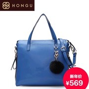 Honggu Hong Gu authentic 2015 new side zippered shoulder slung wool pompons for 6254