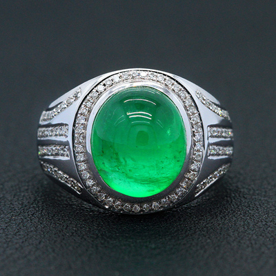 00ct天然祖母绿戒指 0.3ct钻石 双证书