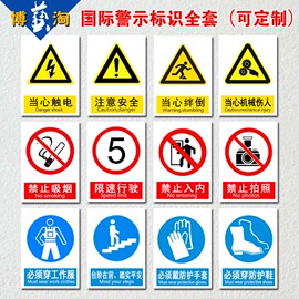 安全标识牌安全警示牌禁止吸烟有电危险警告严禁注意消防安检环保检查企业工地生产标示标志提示牌贴纸定制