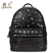 Qi Wang dermal riveting backpack girl Korean version of autumn 2015 tide casual College leather handbag shoulder bag