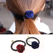 Nano Korea temperament suede rose flower hair accessories Korean rope elastic hair tie string capitatum 6138