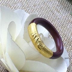 西藏鸡血藤戒指 纯手工黄金镶嵌 十二生肖戒指 本命佛种子字 藏式