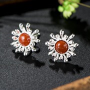 Is 925 Silver Thai lady Joker fashion earrings inlaid natural South flashes red Stud Earrings new