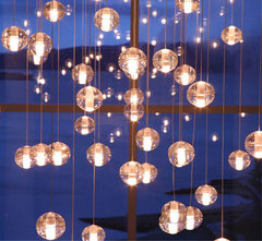 流星雨现代个性创意吊灯酒吧台灯餐厅水晶球形玻璃吊灯LED楼梯灯