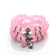 Myatou pink Crystal bracelet pink jade bracelets Mong Kok Wan 108 beads bracelet ladies