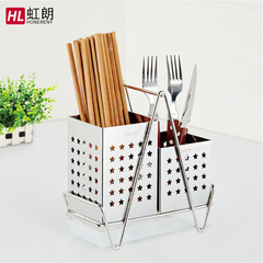 虹朗304不锈钢筷子筒 筷架挂式餐具沥水架筷笼接水盘厨房用品