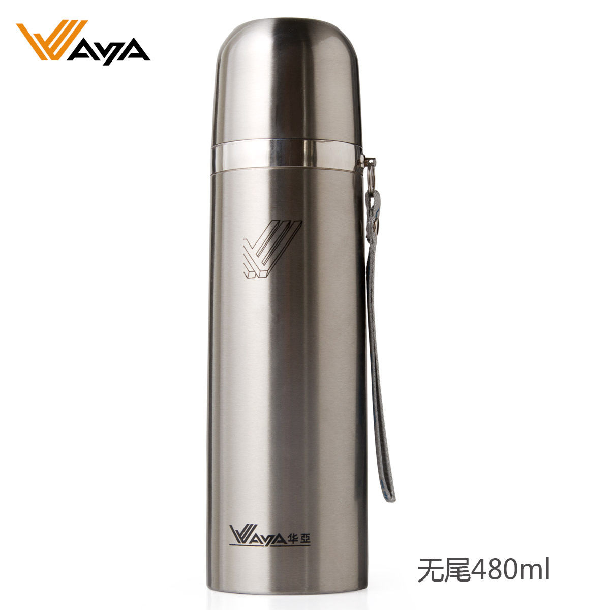 华亚保温杯男女 不锈钢金属条防漏商务480ml子弹头泡茶杯子定制杯