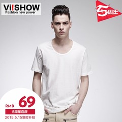 Viishow men's summer 2015 new men's t-shirts t-shirts men cotton solid color slim fit crew neck t shirt men