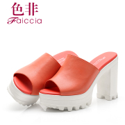 Non 2015 summer styles counter female Sandals peep-toe genuine Sheepskin lined thick with WIBB72804BP