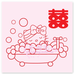 HELLO KITTY双喜字贴结婚房婚庆布置装饰婚庆用品创意墙贴纸