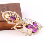 Baojing hair rhinestone leaf hair clip Korea top clip card Korean bride flower cross clip female headdresses spring clip