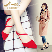 Autumn of 2015 to a new Europe and the wind high heel shoes elegant solid color quality Sheepskin women