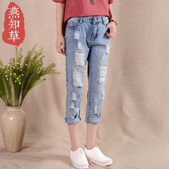 夏季新款牛仔短裤女学生韩版高腰弹力白色潮破洞毛边显瘦热裤外穿