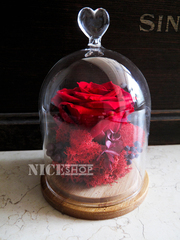 包邮进口永生花礼盒玻璃罩装摆件红玫瑰花盒生日礼物圣诞节送女友