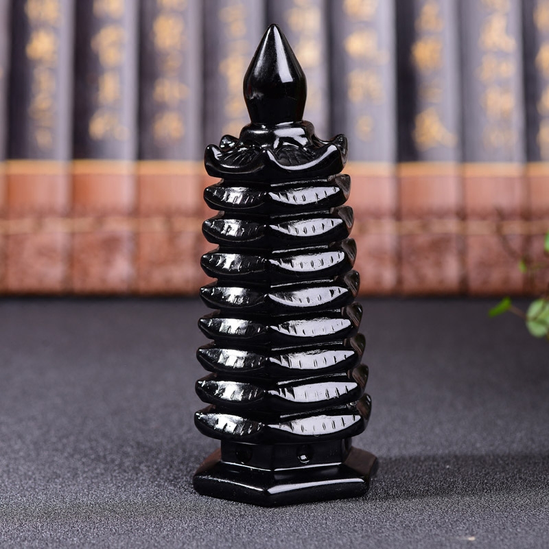 灵坤开光太岁塔九层黑曜石文昌塔摆件学业事业用品桌面工艺化物品