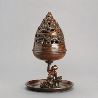 陈巧生炉 骑虎博山炉 手工仿古纯铜 香薰香炉 宣德炉 佛具