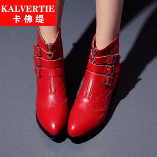 愛馬仕品質好麼 卡佛緹女鞋歐洲站品質馬丁靴高端前拉鏈紅色女士黑色平跟杏靴子 愛馬仕品牌女包