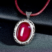 Thai Ruby 925 Silver Pendant vintage classical red corundum pendant