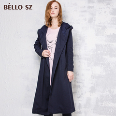 bello sz贝洛安2016新款秋冬连帽风衣女中长款单排扣大衣秋冬外套