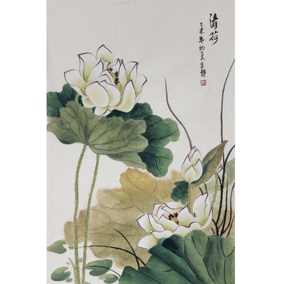 尚画拍卖保真书画大众收藏专场  吕静《清荷》 纸本国画 进入该拍品