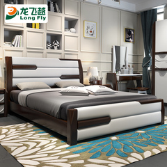 新款现代实木床 简约北欧1.8米双人大床1.5 高箱储物白色原木婚床