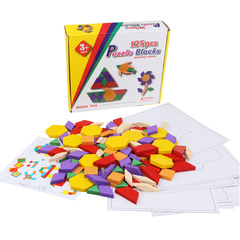 木制益智玩具 120片拼图积木 智力七巧板四巧板几何图形认知玩具
