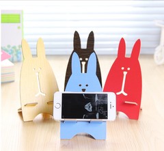 DIY韩国时尚创意手机座 可爱越狱兔木质手机支架托架A3061