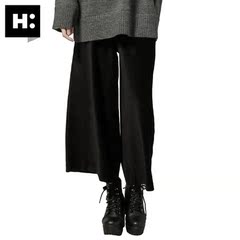 H:CONNECT韩版气质通勤百搭女式九分灯芯绒阔腿裤裙2016冬季新款