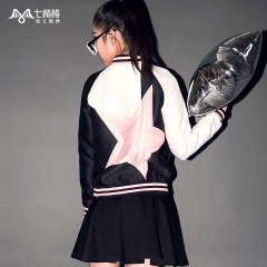 Princess OTHERMIX of seven stars little baseball shirt collar black baseball Uniform Jacket Women