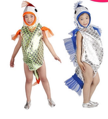儿童小金鱼表演服装幼儿红鲤鱼演出服装小丑鱼小动物小鱼演出服饰