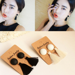 Ms Japan fashion black semicircular ear tassel accessories long earrings non-pierced earrings ear