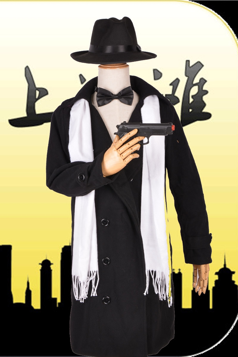 男士风衣上海滩许文强同款 毛呢外套英伦潮休闲修身 中长款呢大衣