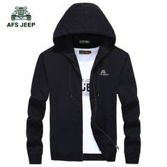 AFS JEEP17春季新品休闲运动男士卫衣薄外套青年连帽宽松开衫上衣