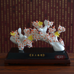 德化创意陶瓷花 喜上梅梢 客厅家居装饰品大号摆件 结婚礼物 包邮