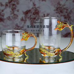 罗比罗丹珐琅彩水杯花茶杯果汁杯耐热玻璃杯咖啡杯情侣杯创意杯子