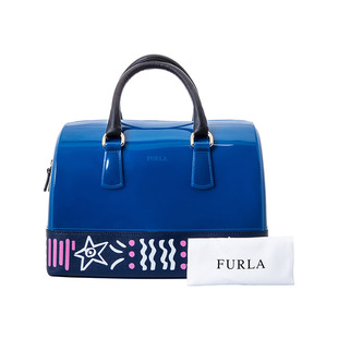 蔻馳波士頓桶包內裡 正品FURLA 芙拉波士頓桶包手提枕頭包糖果色女生PVC手提中號包包 蔻馳酒桶包