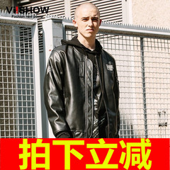 viishow2016秋冬新款皮衣男棒球服PU仿真皮机车夹克男修身皮外套