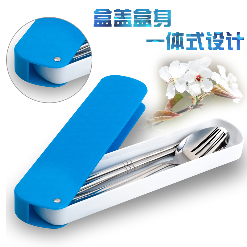 韩式旅行餐具三件套 创意不锈钢勺子学生可爱便携式筷子叉子套装产品展示图3