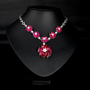 Very Thai 925 Silver necklace sweater chain long Ruby flowers love exquisite high-end jewelry girls