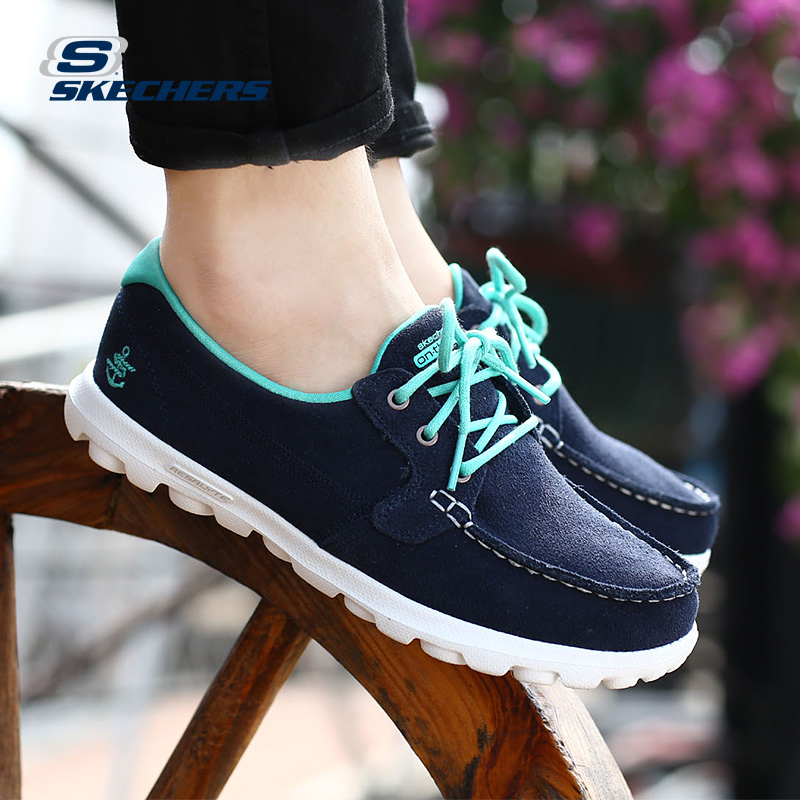 skechers斯凯奇反毛皮女鞋 新款系带帆船鞋 撞色休闲鞋99999925产品展示图5