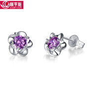 Crystals into earrings 925 sterling silver women Japan-Korea Sweet Purple crystal earrings earrings Silver Jewelry Accessories