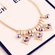 Good Europe irregular Crystal exaggerated imitation pearl necklaces Korean clavicle chain Korea girl decorations