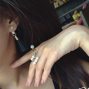 New stylish Pearl velvet leather tassel earrings long qualities woman photographer Sue earrings fashion jewelry Korea