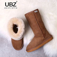 UBZ 2016新款 皮毛一体雪地靴女高筒加厚 保暖长款真皮女靴子5815
