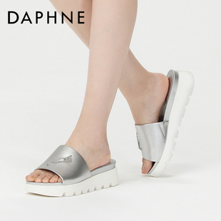 普拉達同級別包包 Daphne 達芙妮20官方正品韓版舒適厚底女鞋 個性細鉆別針一字拖鞋 普拉達包女包